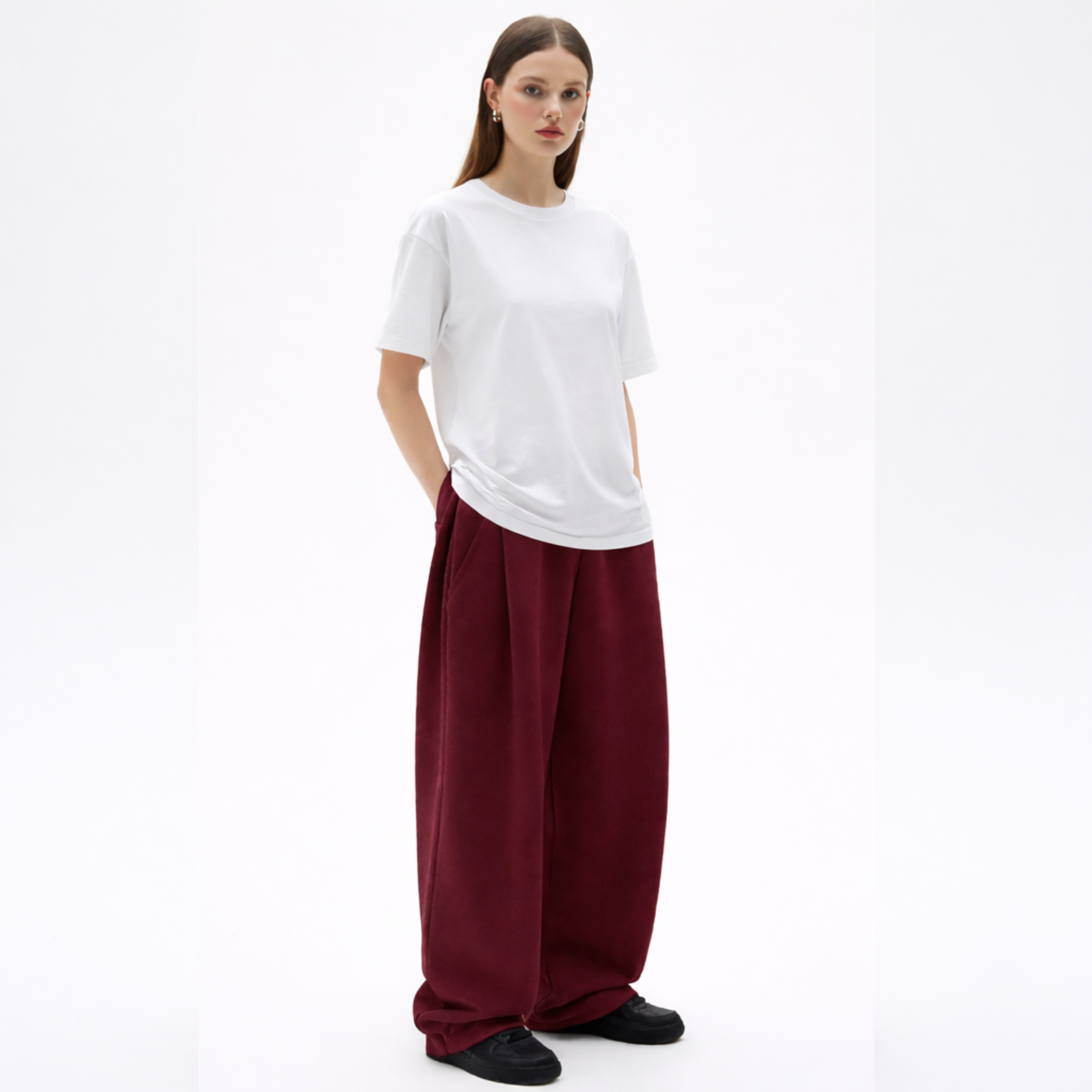 Two Tuck Pants (Burgundy)