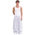 Sidefold Striped Pants (White & Blue)