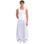 Sidefold Striped Pants (White & Blue)