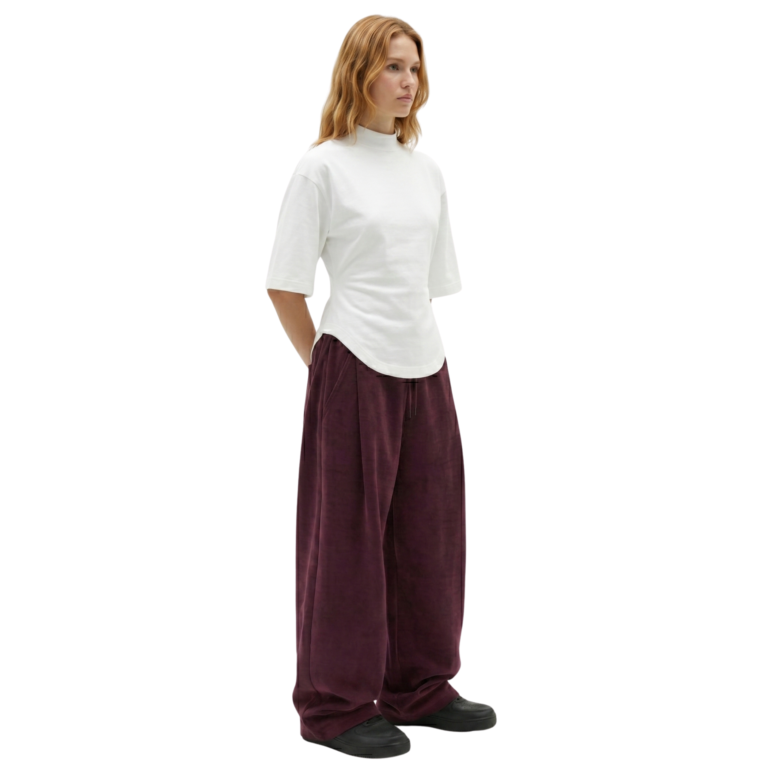Two Tuck Pants (Burgundy)