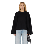 Boxy Cropped Long Sleeves T-shirt (Black)