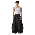 Wide Leg Belted Trousers (Black)