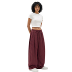 Pinstripe Two Tuck Pants (Burgundy)