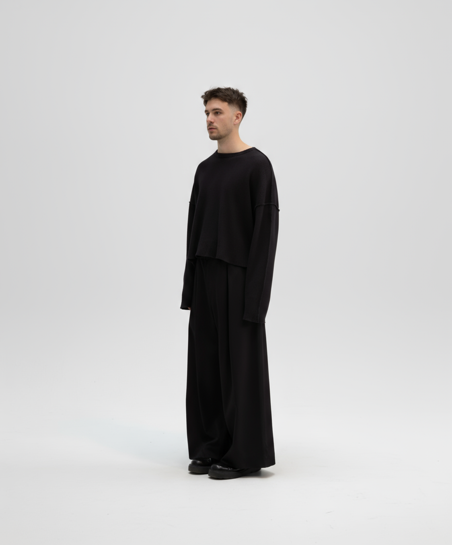 wide leg pleated trousers