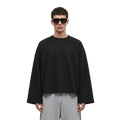 Boxy Cropped Long Sleeves T-shirt (Black)