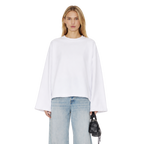 Boxy Cropped Long Sleeves T-shirt (White)