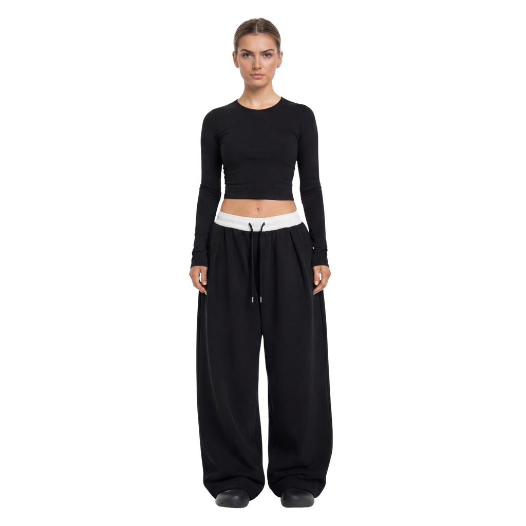 Elasticated Waist Pleated Sweatpants