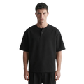 Cotton Henley T-shirt in Black