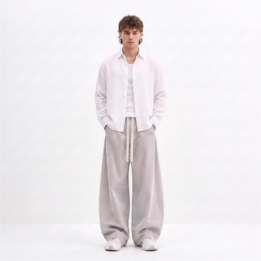 Sidefold Striped Pants (Black & White)
