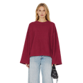Boxy Cropped Long Sleeves T-shirt (Burgundy)