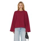 Boxy Cropped Long Sleeves T-shirt (Burgundy)
