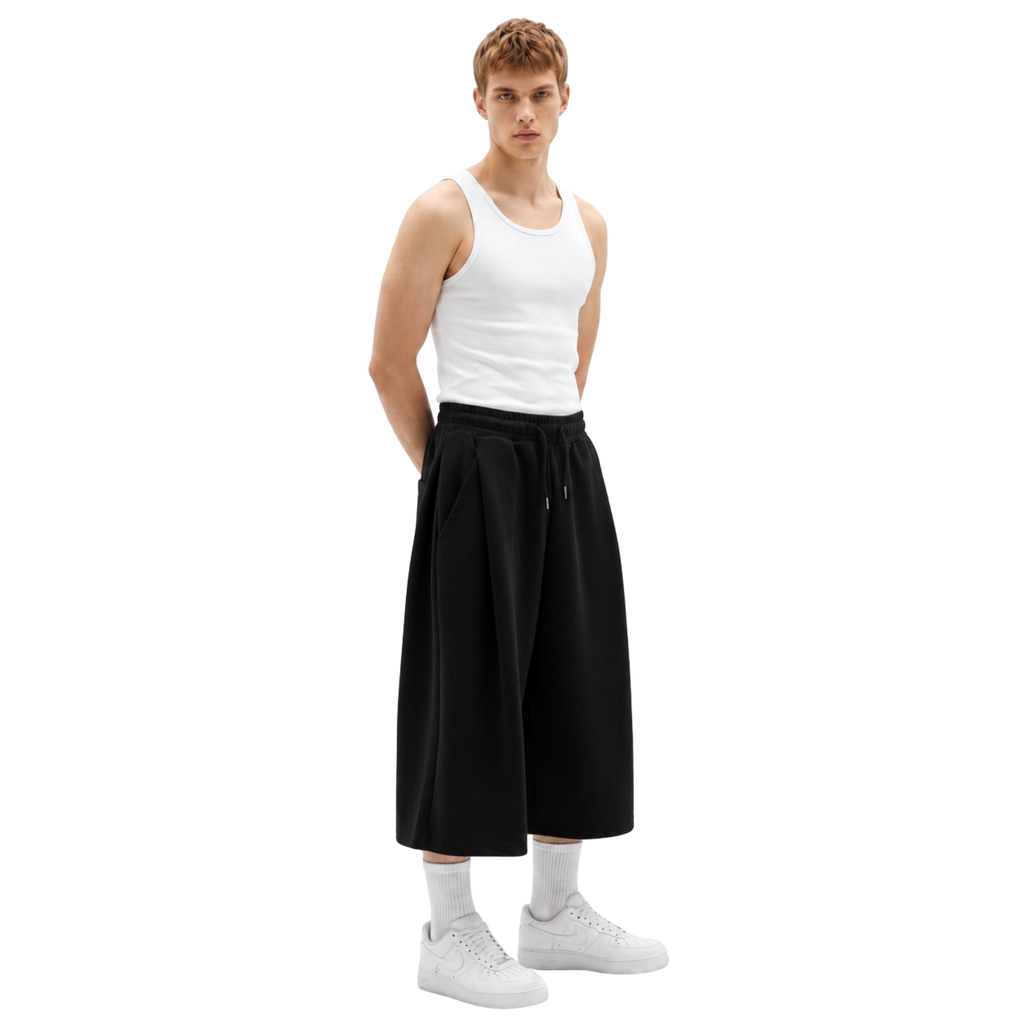 Two Tuck Long Short in Black