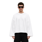 Boxy Cropped Long Sleeves T-shirt (White)
