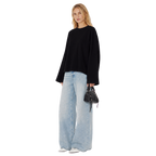 Boxy Cropped Long Sleeves T-shirt (Black)
