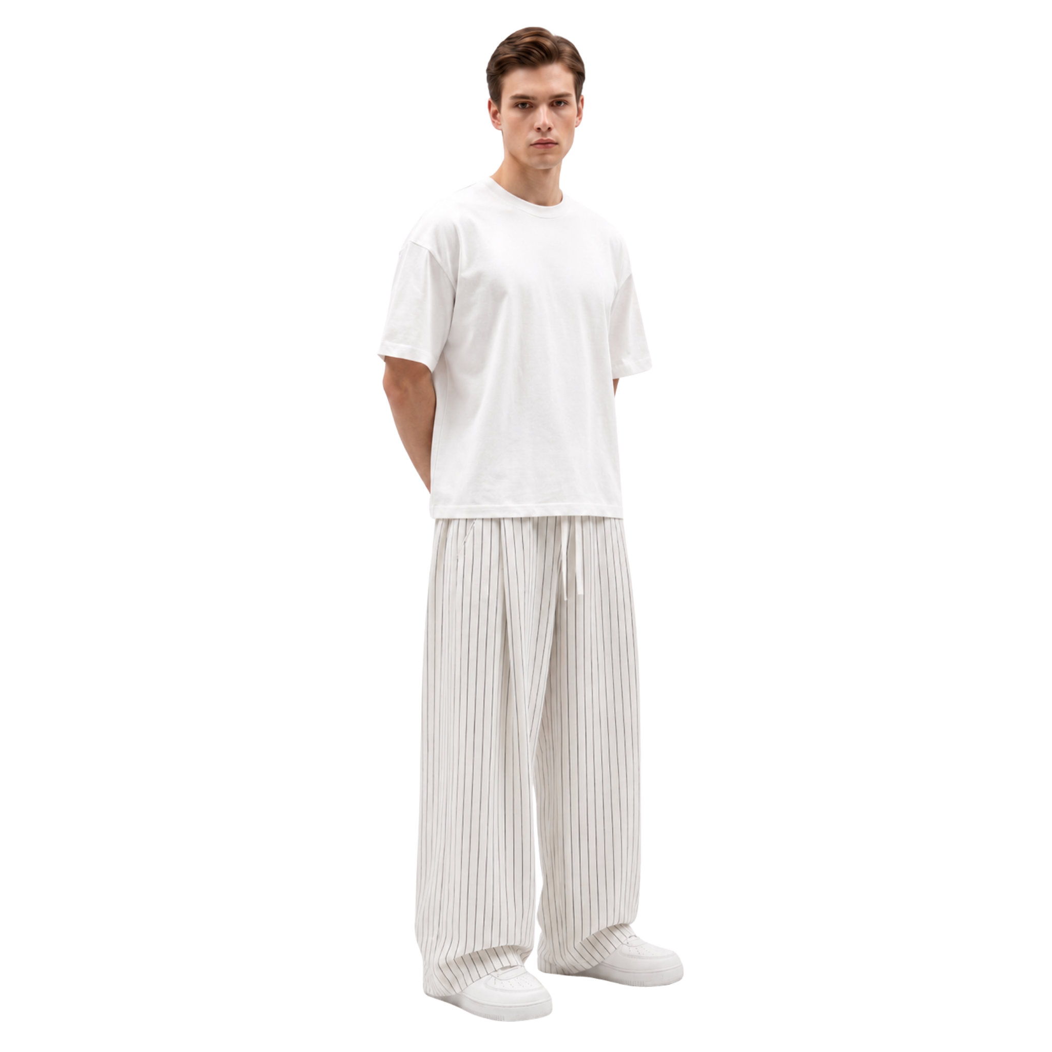 Pinstripe Two Tuck Pants (white)