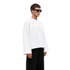 Boxy Cropped Long Sleeves T-shirt (White)
