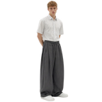 Pinstripe Two Tuck Pants (Dark Grey)