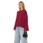 Boxy Cropped Long Sleeves T-shirt (Burgundy)