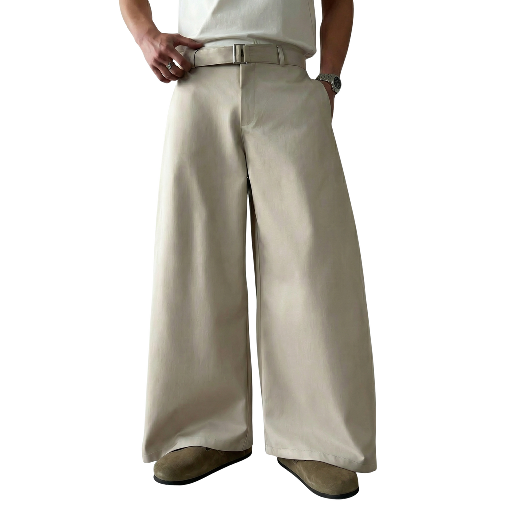 Wide Leg Belted Trousers
