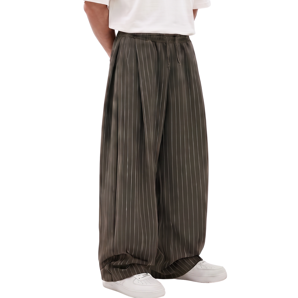 Pinstripe Two Tuck Pants (olive)
