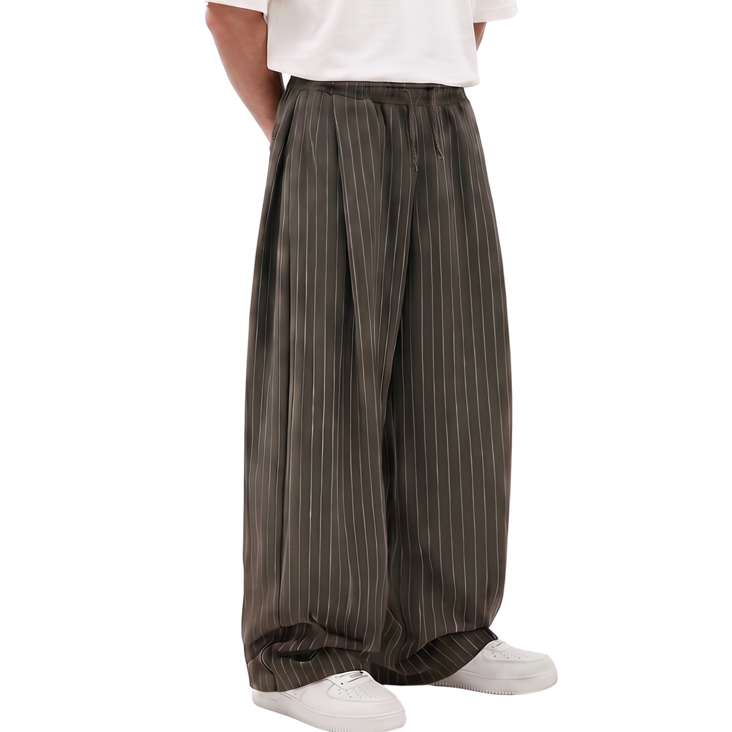 Pinstripe Two Tuck Pants (olive)