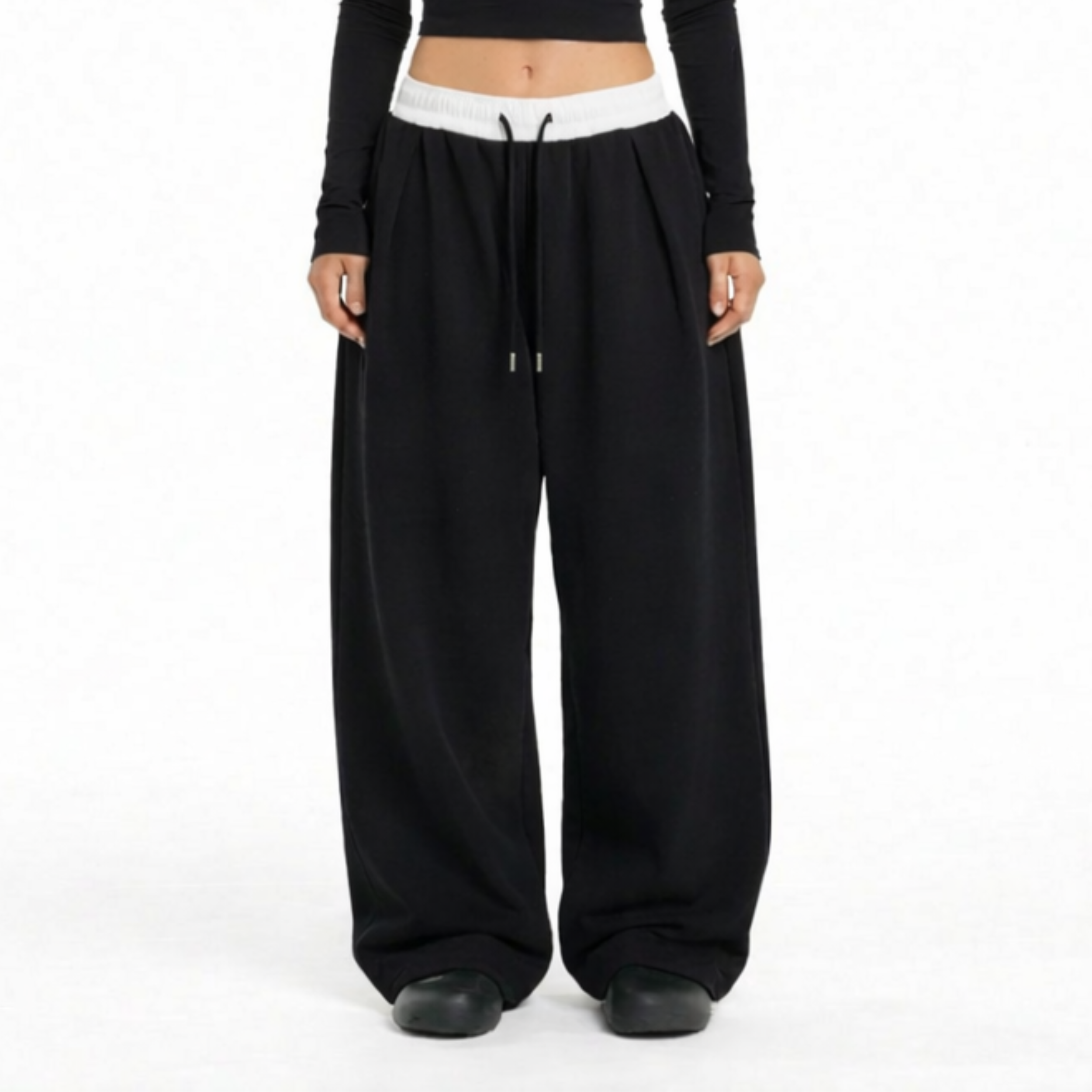 Elasticated Waist Pleated Sweatpants
