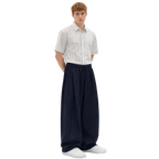 Pinstripe Two Tuck Pants (Navy Blue)