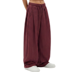 Pinstripe Two Tuck Pants (Burgundy)