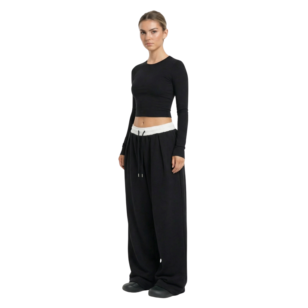 Elasticated Waist Pleated Sweatpants