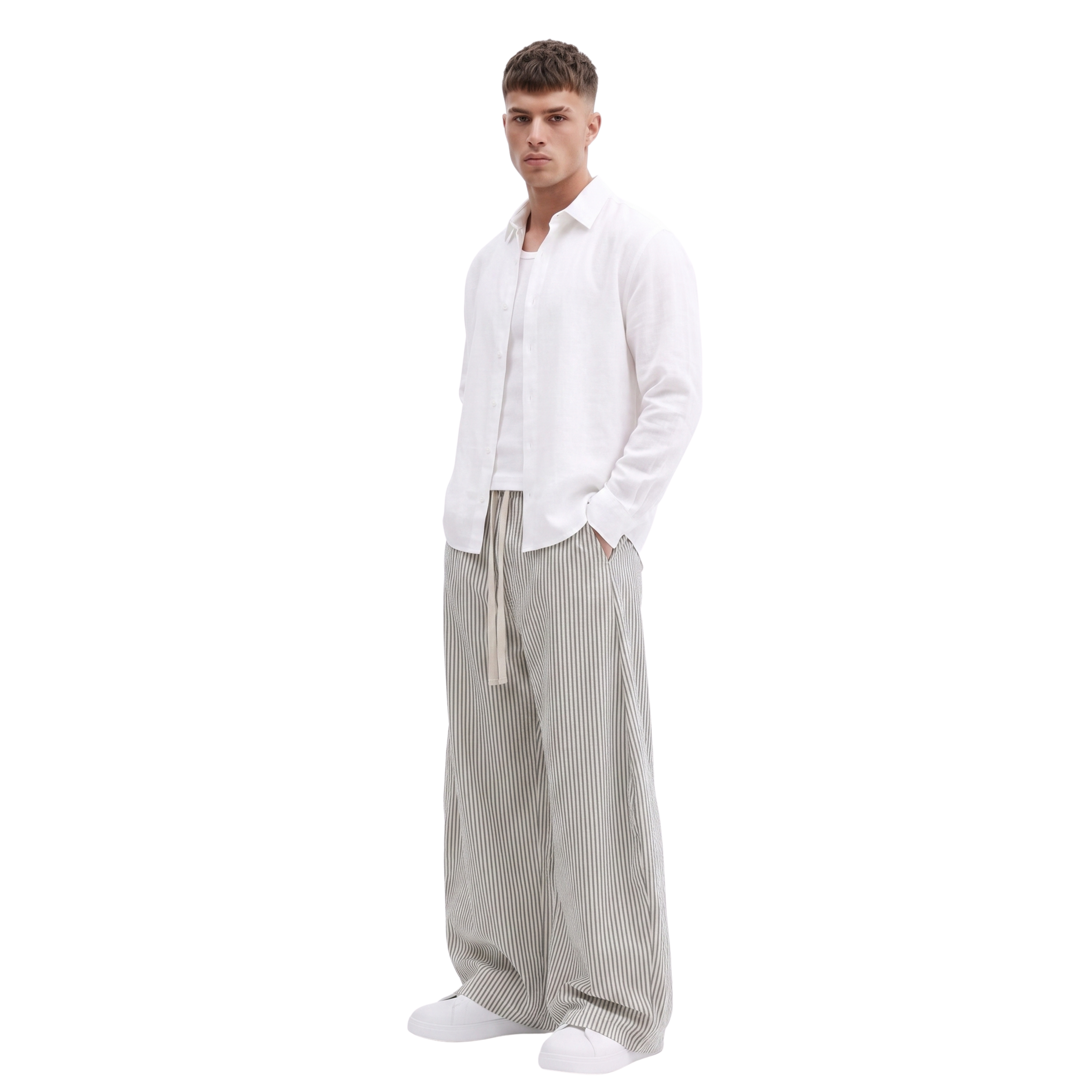 Sidefold Striped Pants (Black & White)