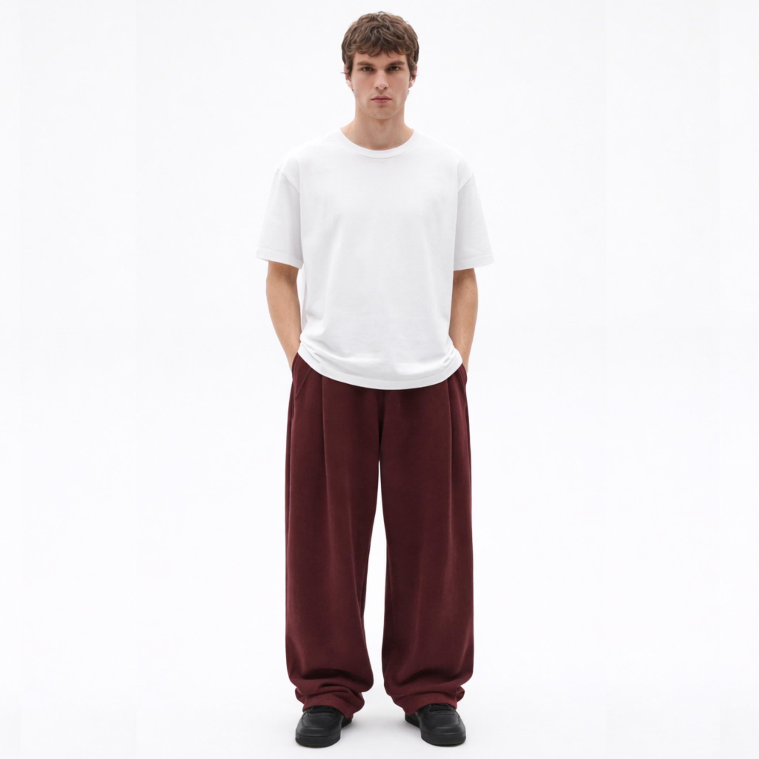 Two Tuck Pants (Burgundy)