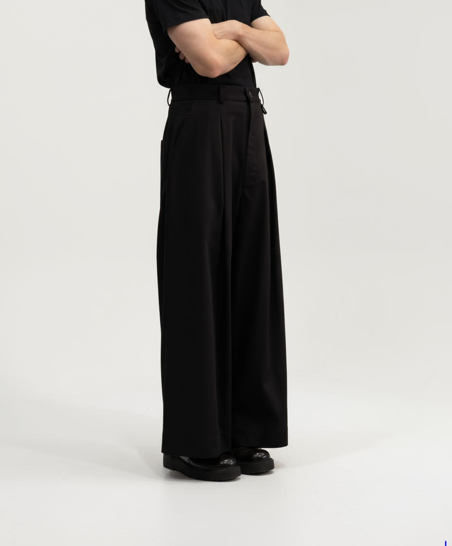 wide leg pleated trousers