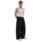 Two Tuck Pants in Denim (Black Washed)
