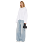 Boxy Cropped Long Sleeves T-shirt (White)
