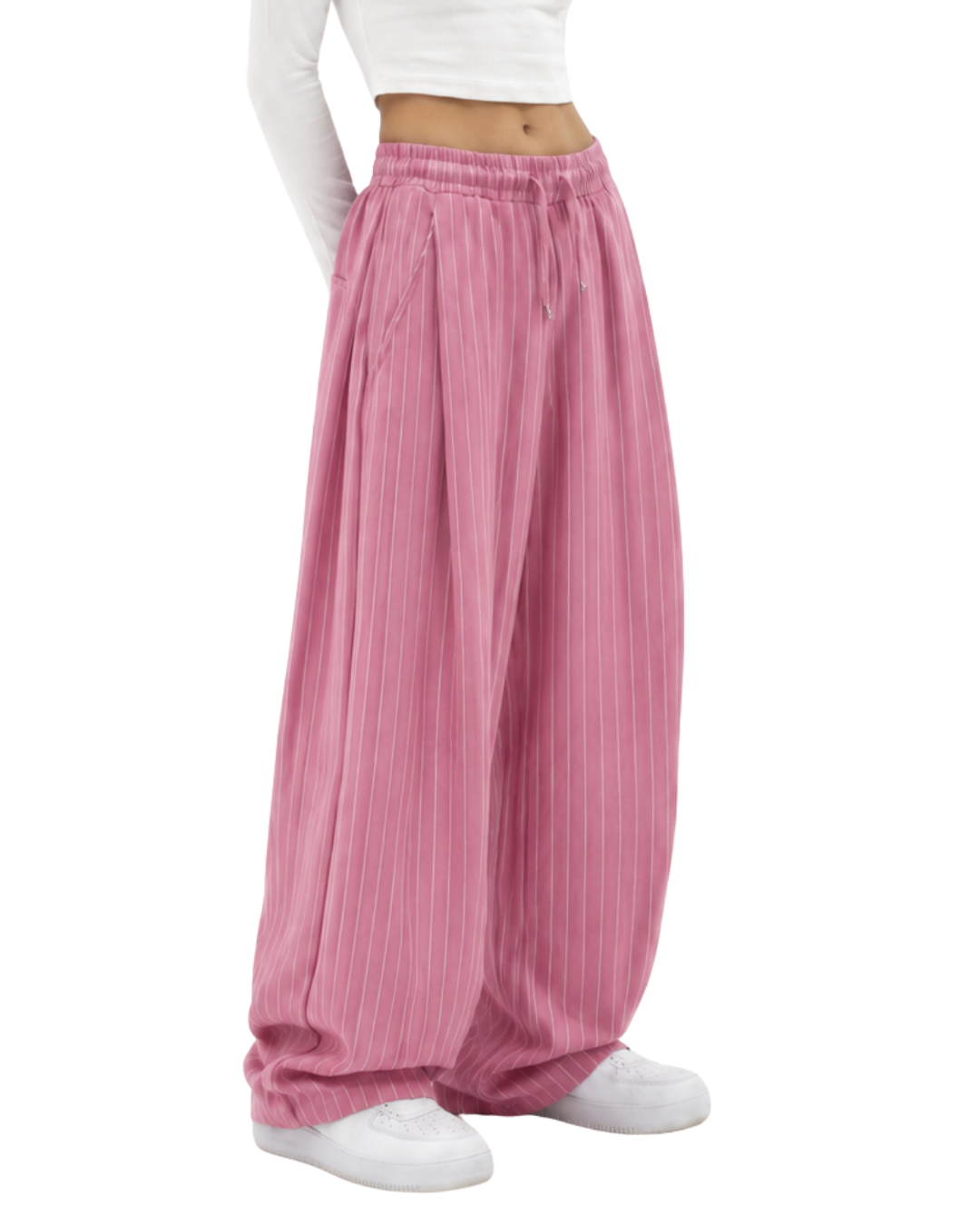 Pinstripe Two Tuck Pants (Pink)