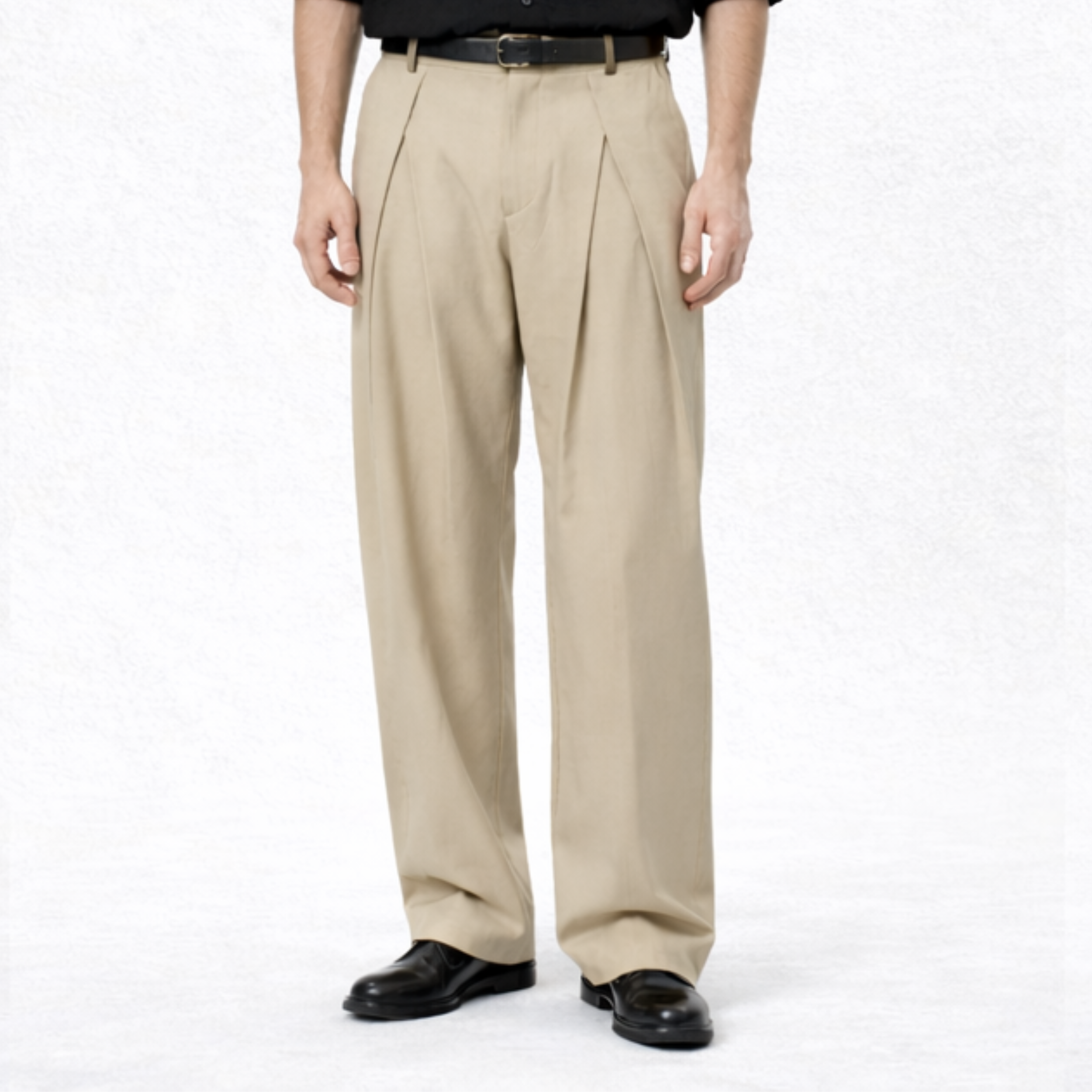 Double-Pleat Trousers (Beige)