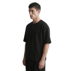 Cotton Henley T-shirt in Black