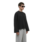 Boxy Cropped Long Sleeves T-shirt (Black)