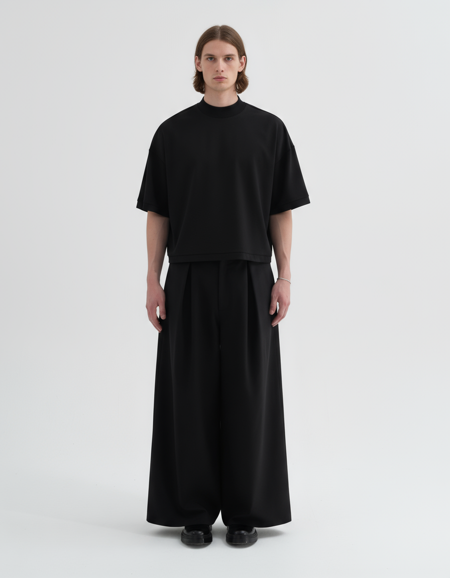 wide leg pleated trousers