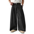 Wide Leg Belted Trousers (Black)