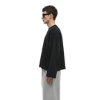 Boxy Cropped Long Sleeves T-shirt (Black)