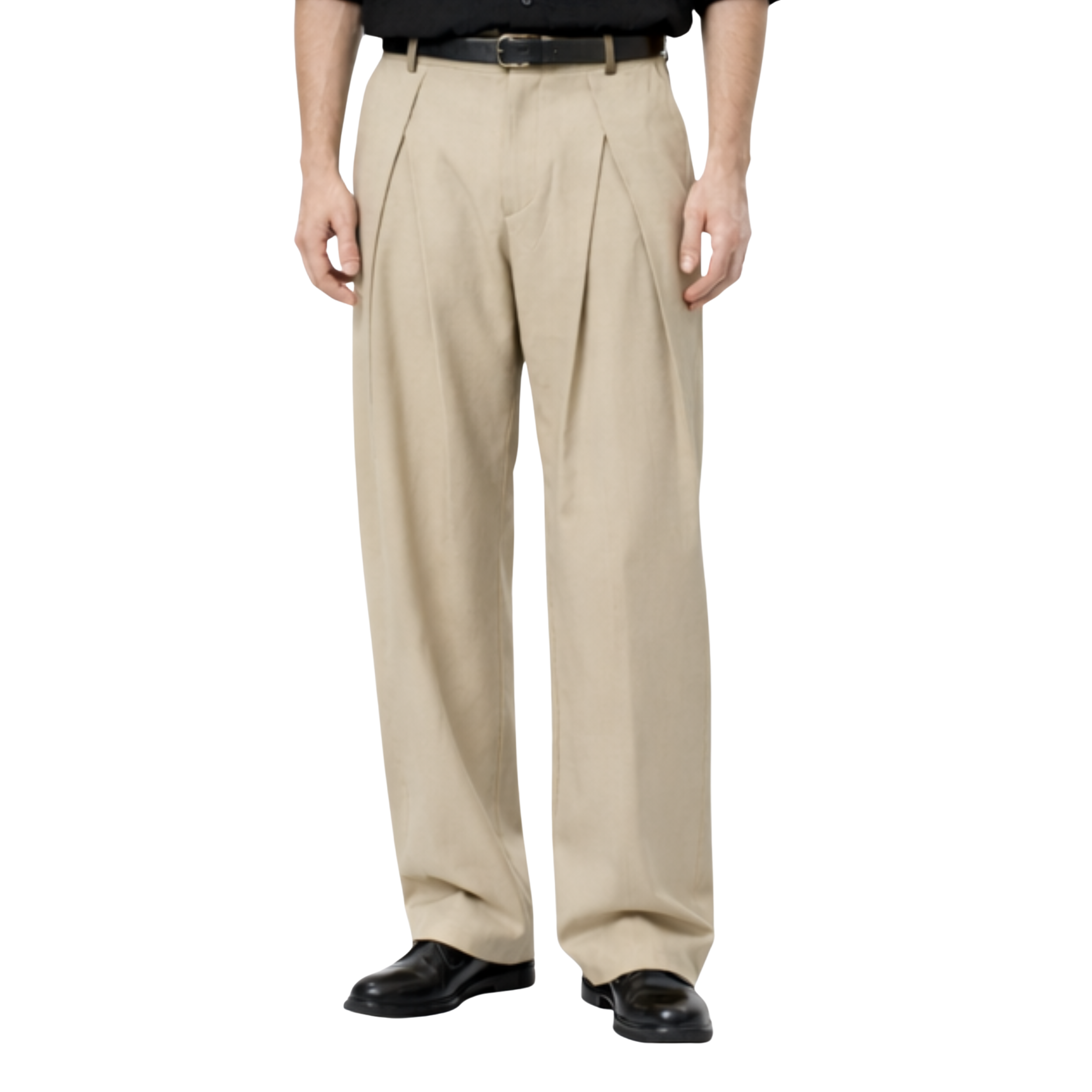 Double-Pleat Trousers (Beige)