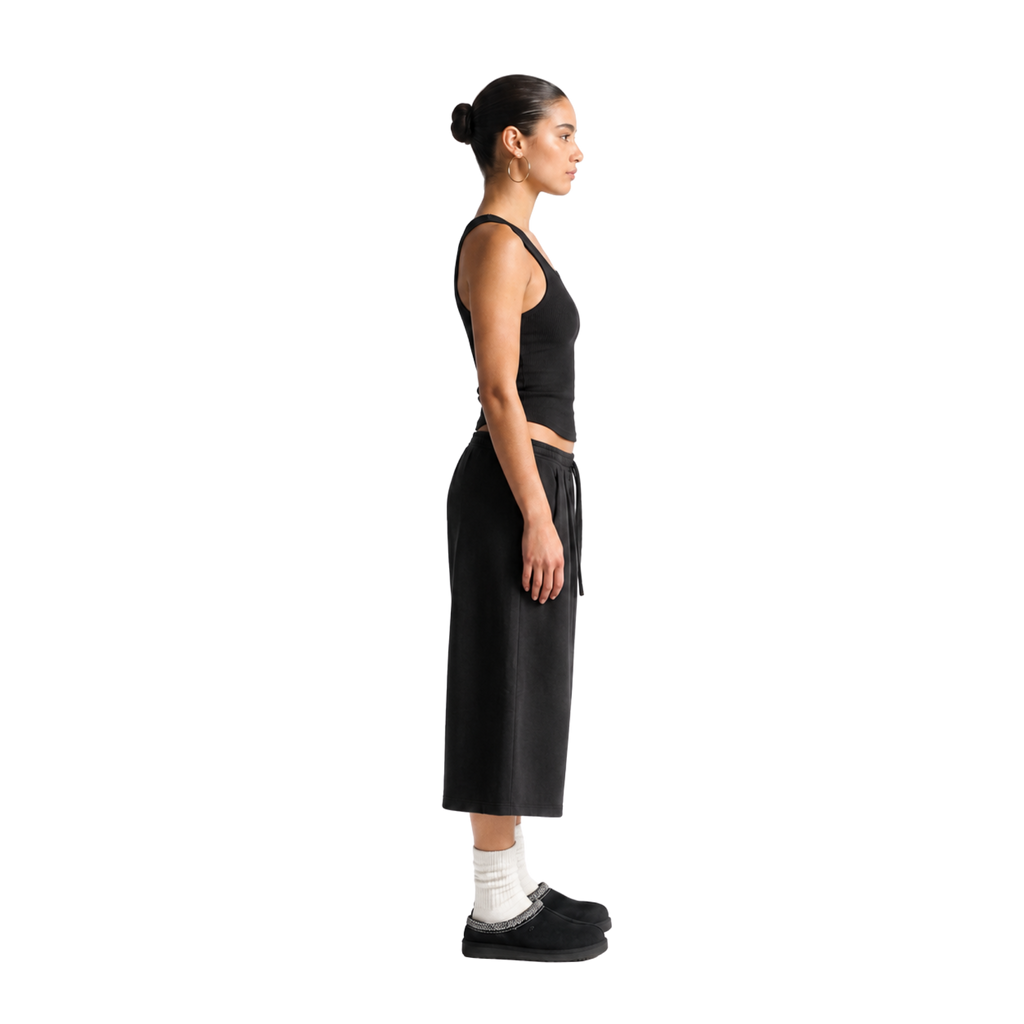 Double Pleated Long Short in Black