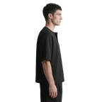 Cotton Henley T-shirt in Black