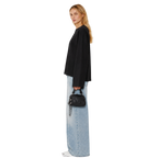 Boxy Cropped Long Sleeves T-shirt (Black)