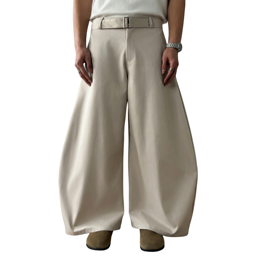Wide Leg Belted Trousers