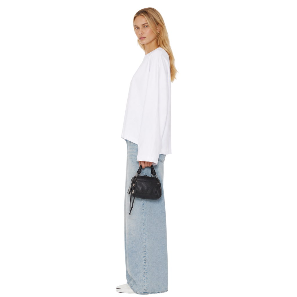 Boxy Cropped Long Sleeves T-shirt (White)