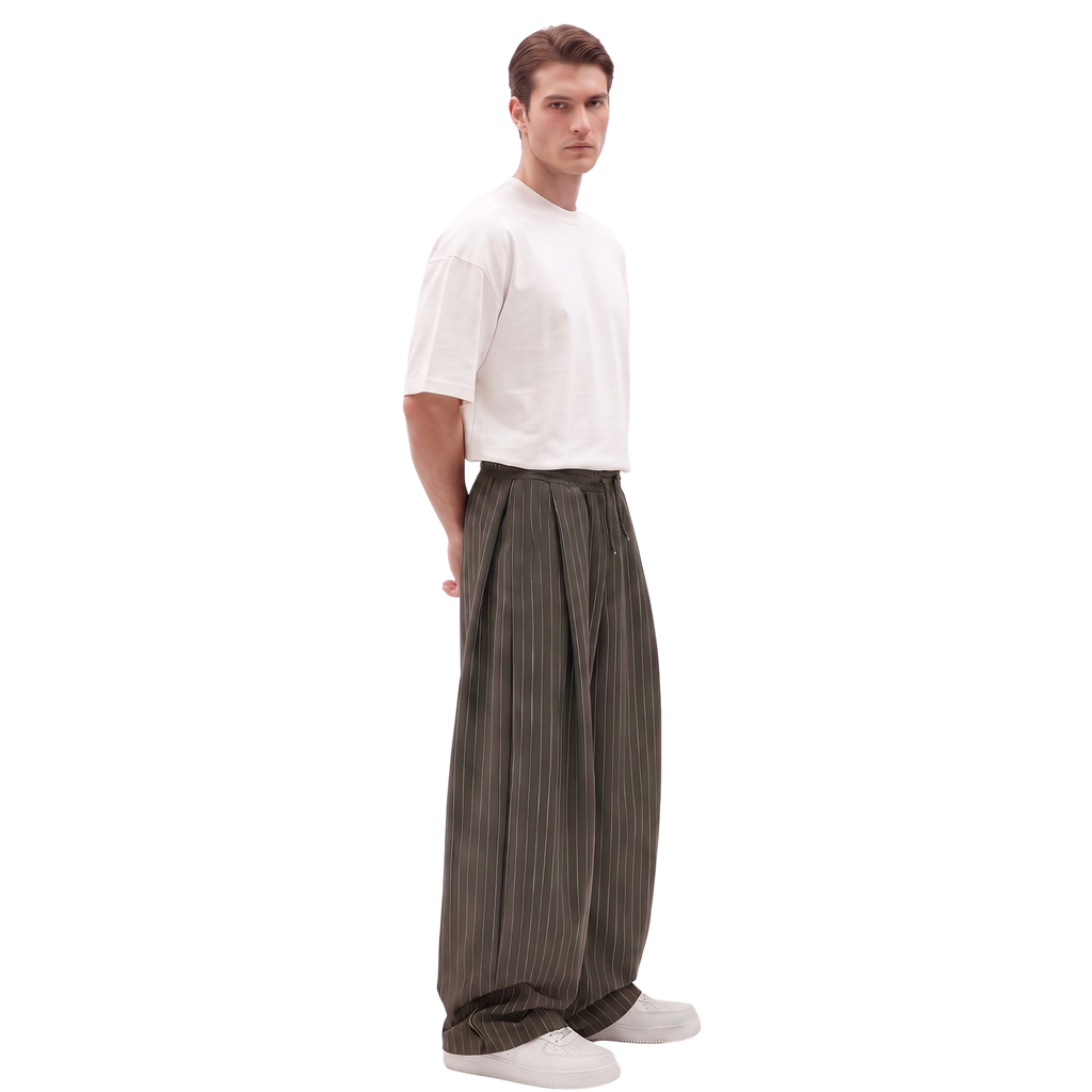 Pinstripe Two Tuck Pants (olive)