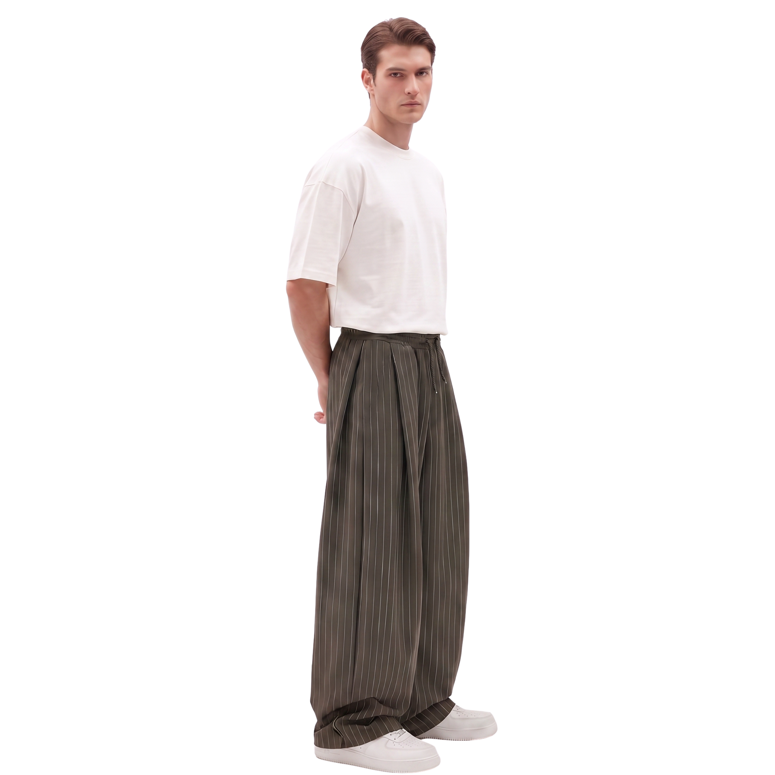 Pinstripe Two Tuck Pants (olive)