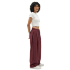 Pinstripe Two Tuck Pants (Burgundy)